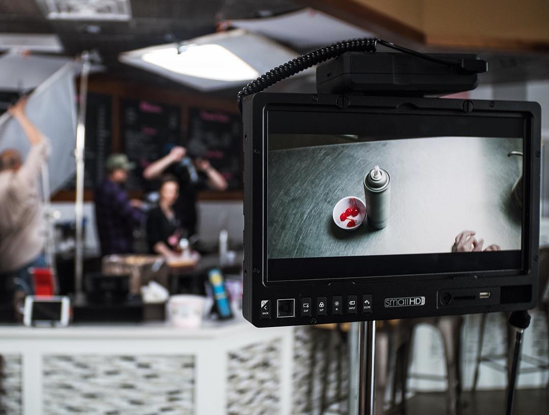 Accord: video village at Pav's Creamery, the insert on the monitor