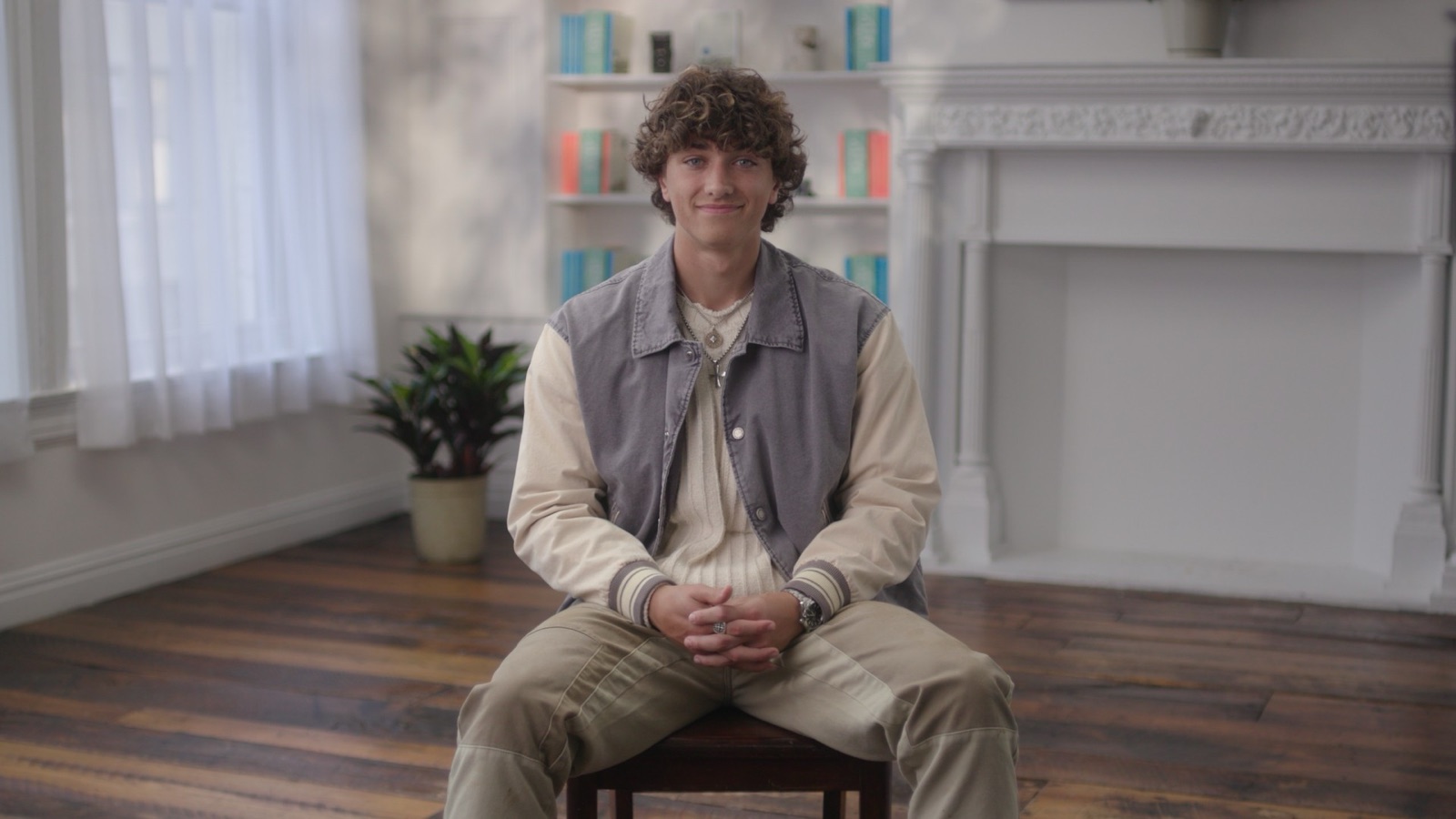 Frame: wide interview seat by the windows