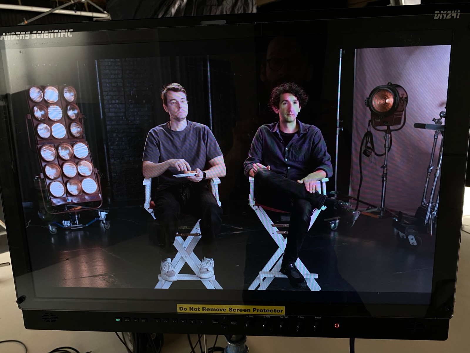 Stand-ins on the monitor for the two-shot